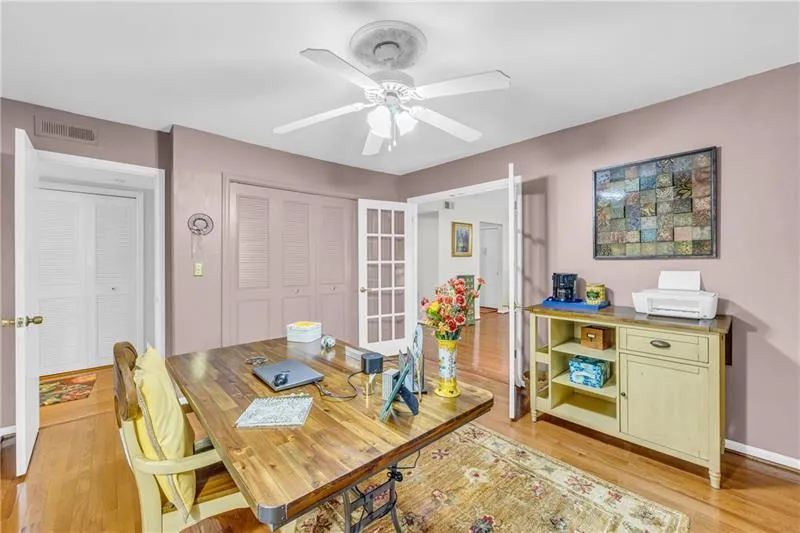 Built in shelving and closet space make this room a space to be used however you need!