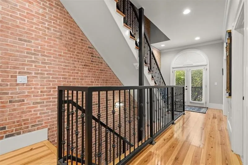Steel handrails throughout the townhome.