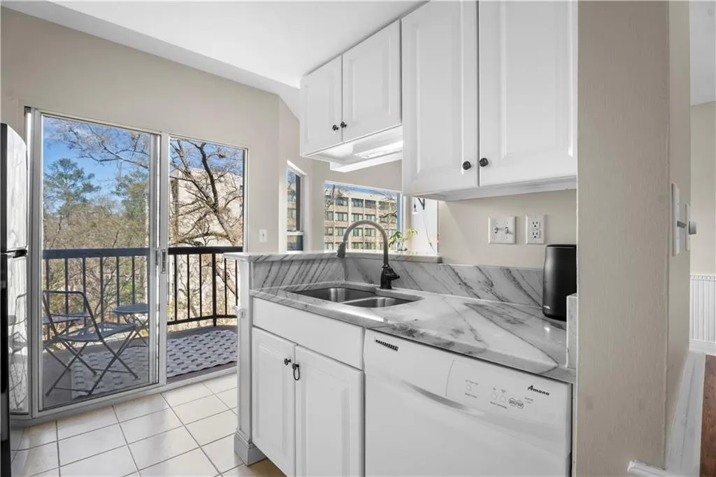 White cabinets & stone counters!