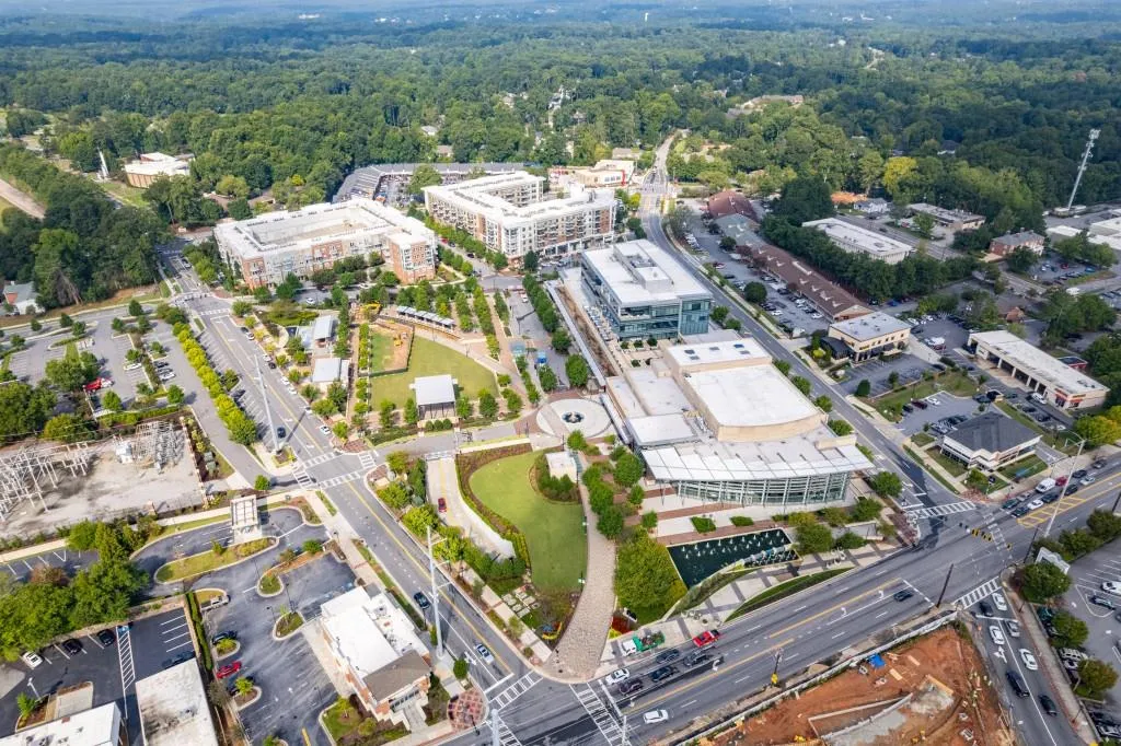 Aerial view of City Springs