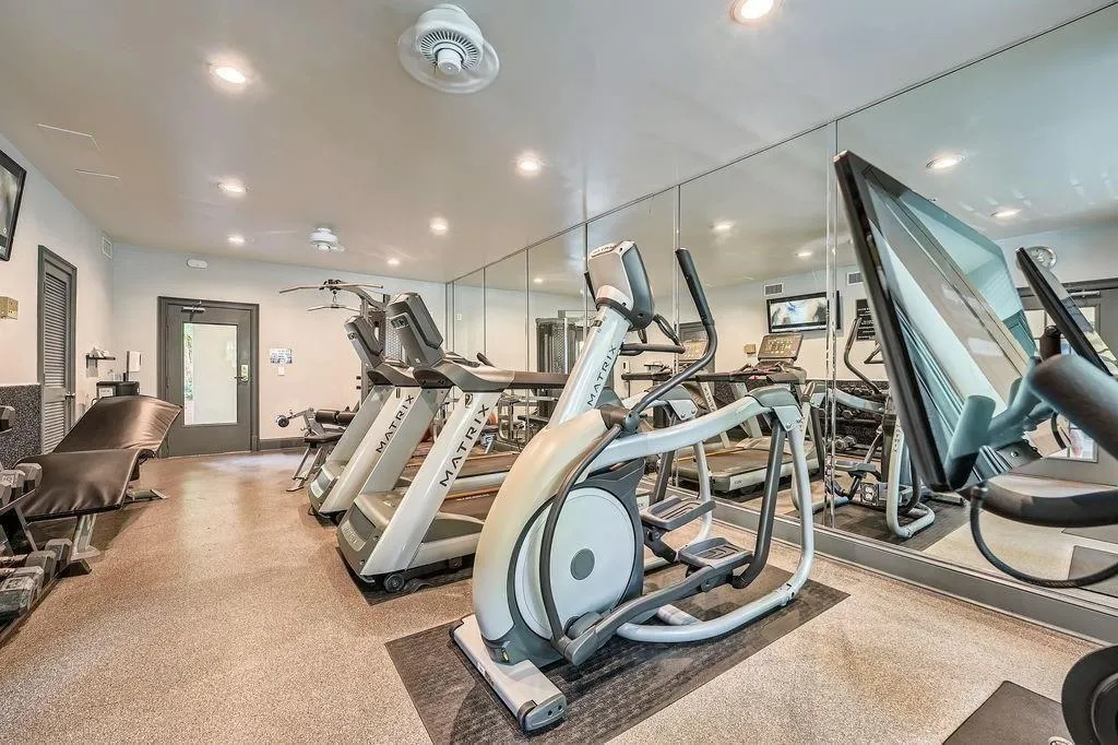 Gym featuring recessed lighting