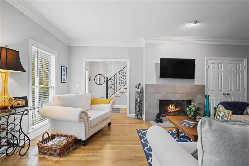 Living area featuring a fireplace