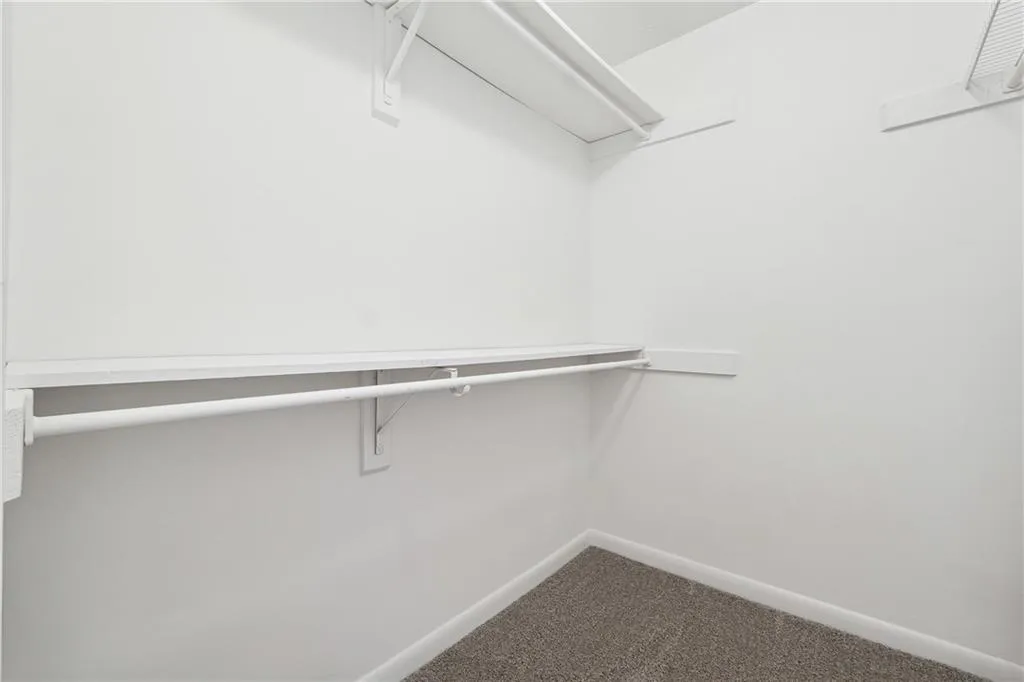 Walk in closet with carpet floors