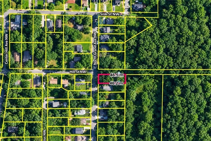 Aerial View, Parcel Map. Depicting the property's boundaries and surrounding street configuration