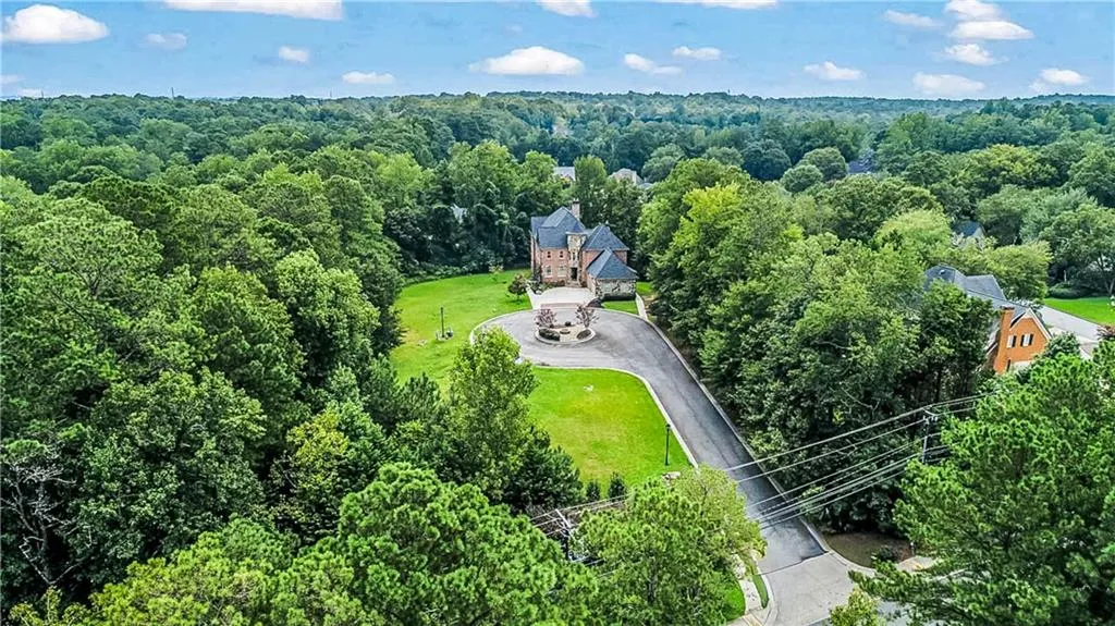 Bird's eye view of a heavily wooded area