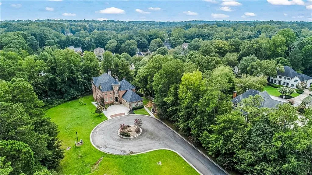 Drone / aerial view of a heavily wooded area