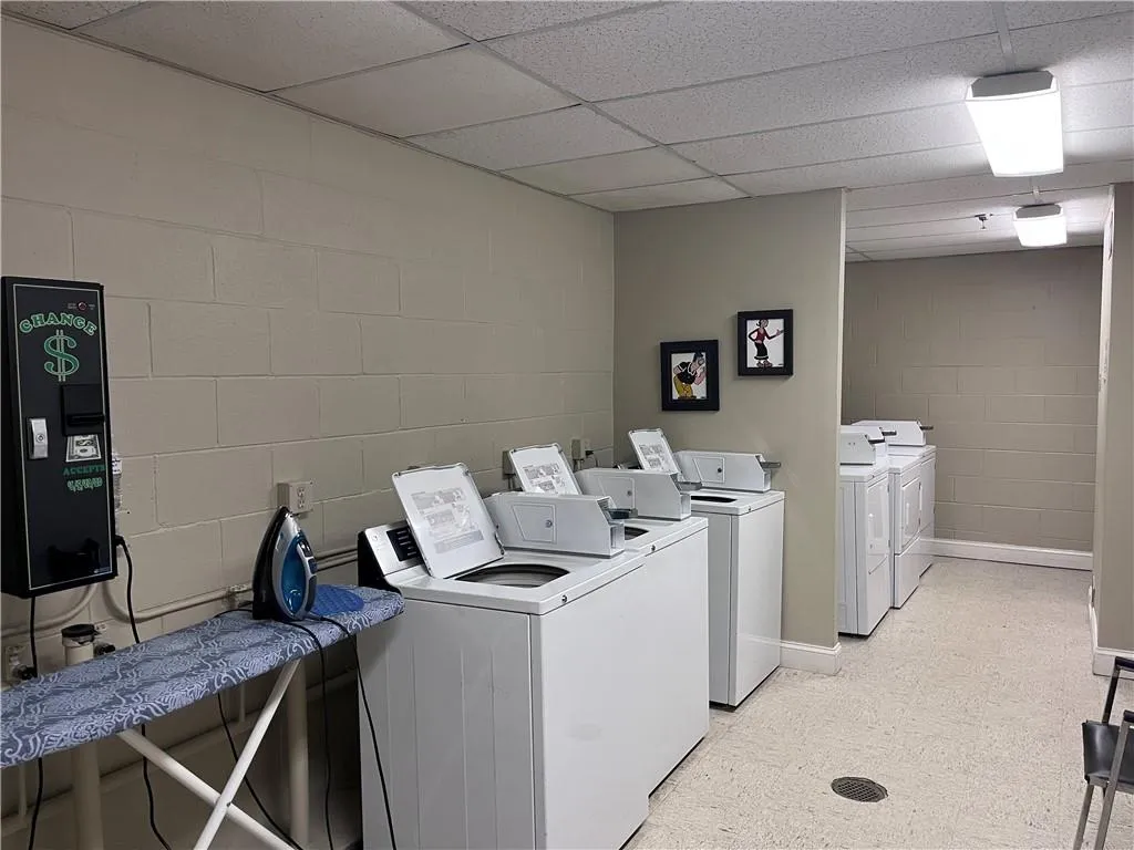 Laundry room featuring washing machine and dryer