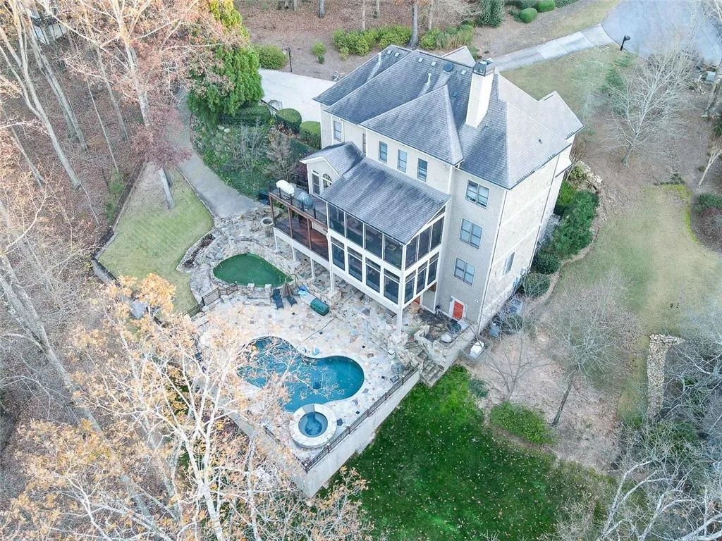 View of aerial view back of home