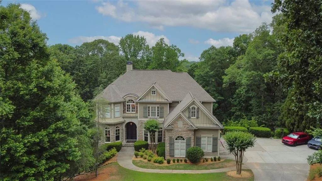 Aerial view of front yard