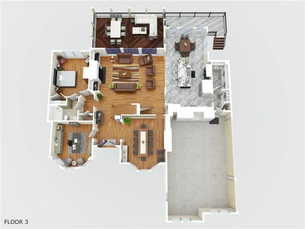 3D Floor plan - Main level entry - 3rd level stacked