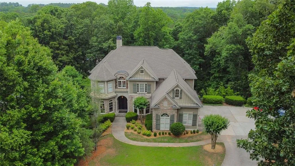 Aerial view of front yard