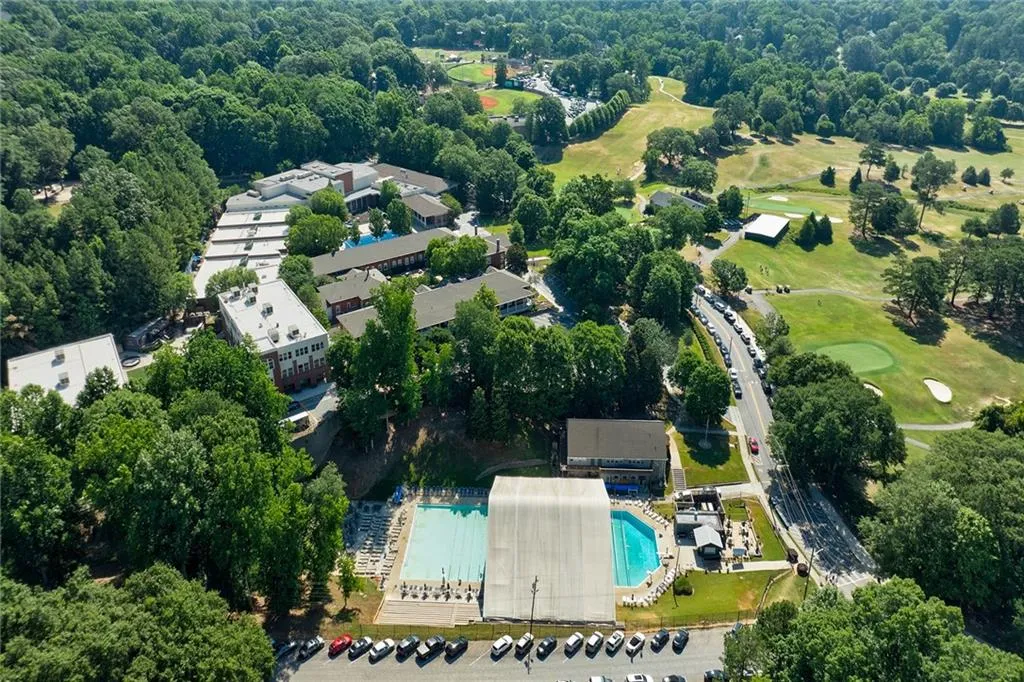 Aerial views of Chastain Park swimming pool.