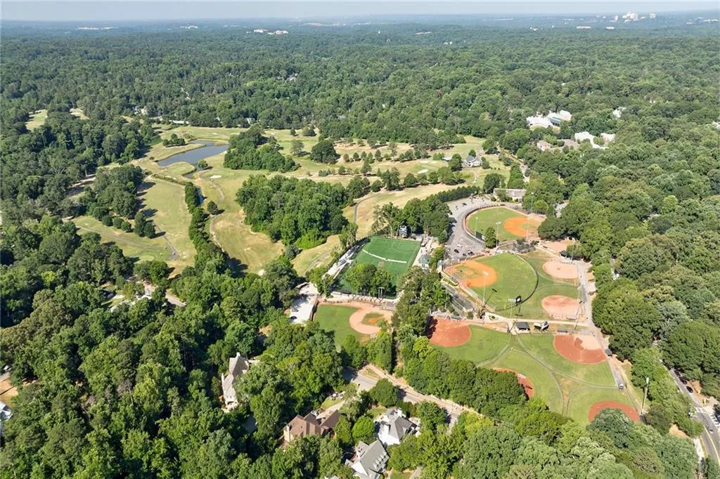 Aerial views of nearby Chastain Park.
