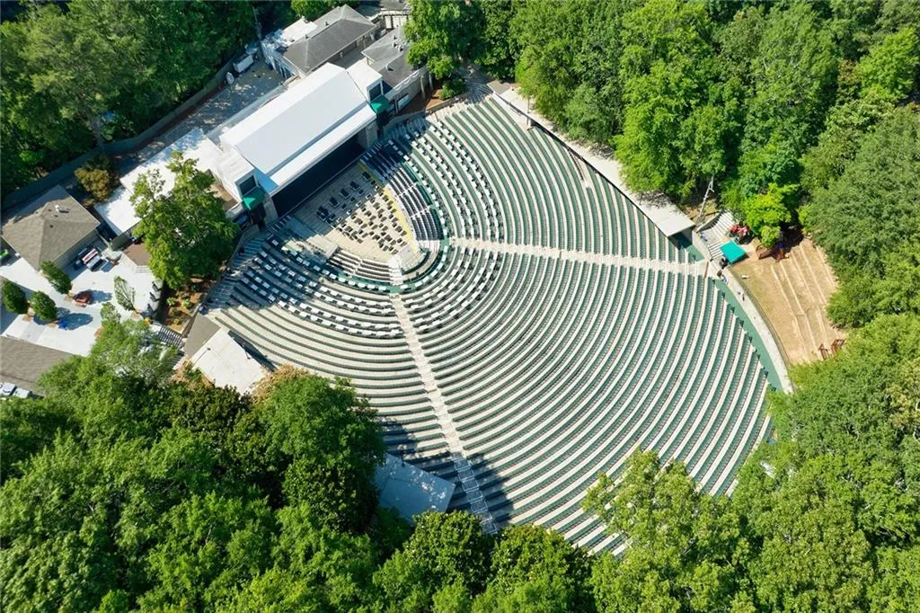 Aerial views of Chastain Park amphitheater.