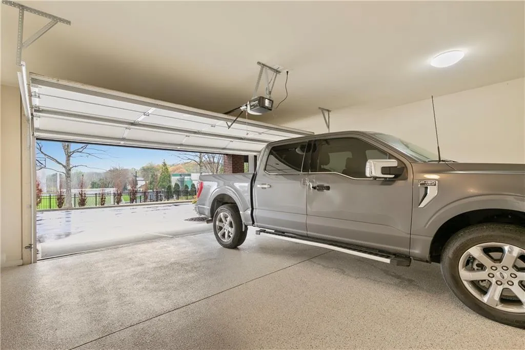 Garage with epoxy flooring