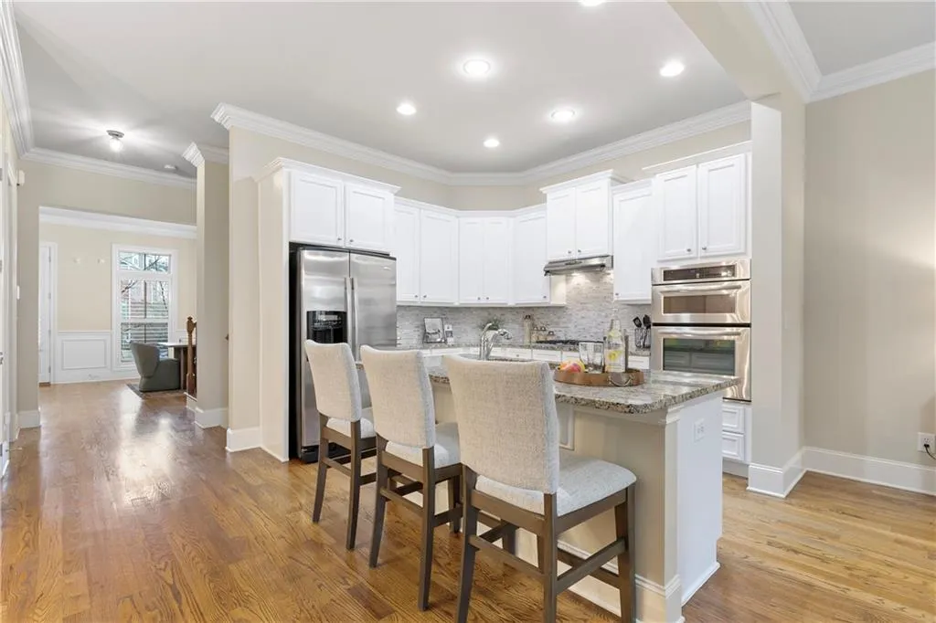 Kitchen with white cabinets