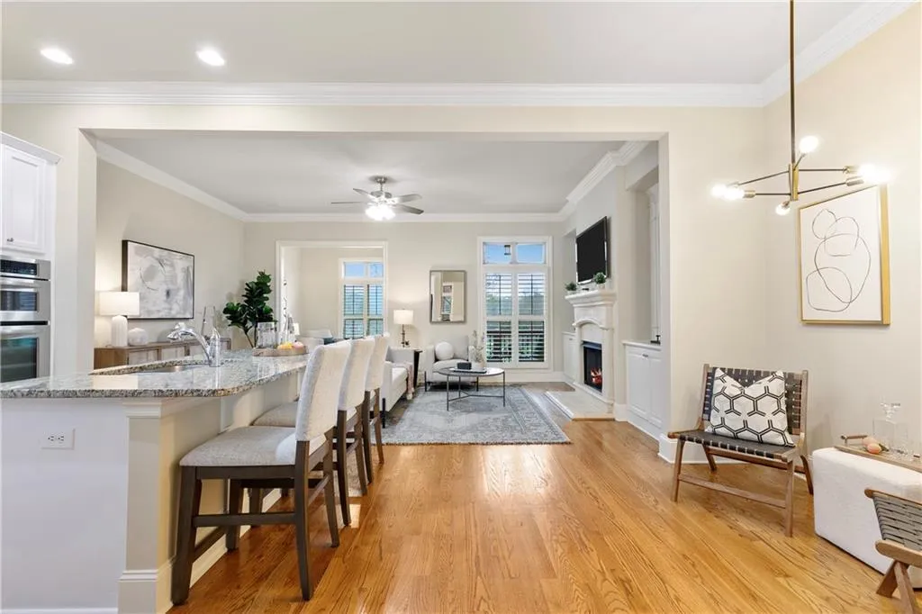 Kitchen featuring light hardwoods