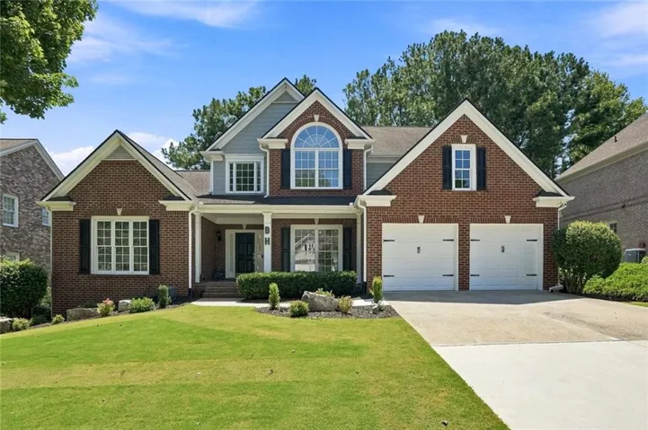 Brick exterior with gabled roof lines
