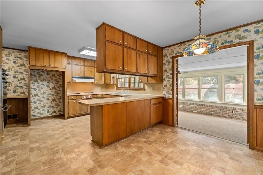 Very large kitchen - French doors to sunroom