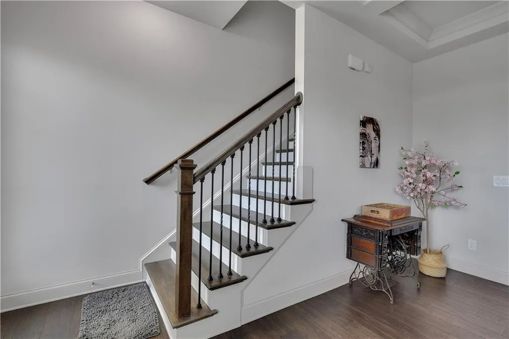 Staircase with wood finished floors
