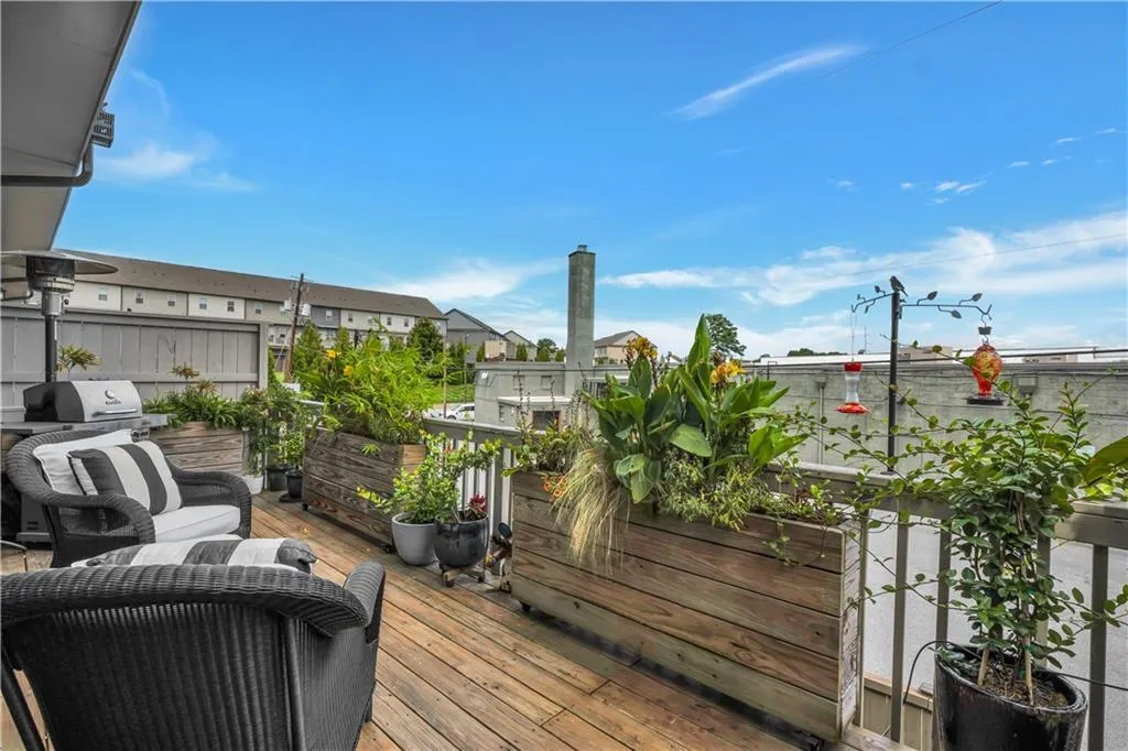 Wooden terrace with grilling area