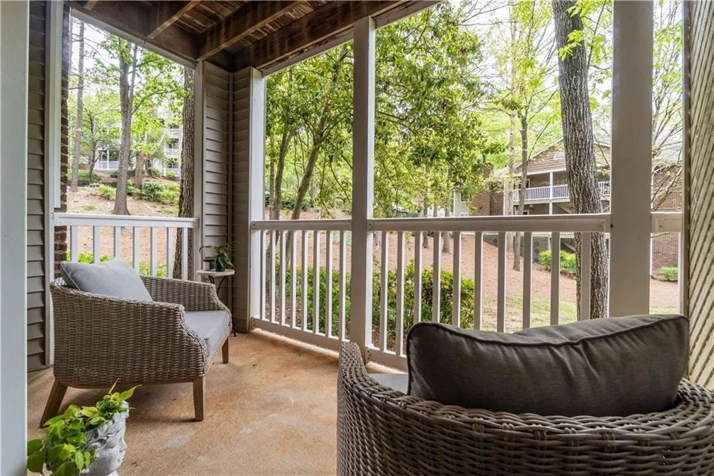 Outdoor patio overlooking green space