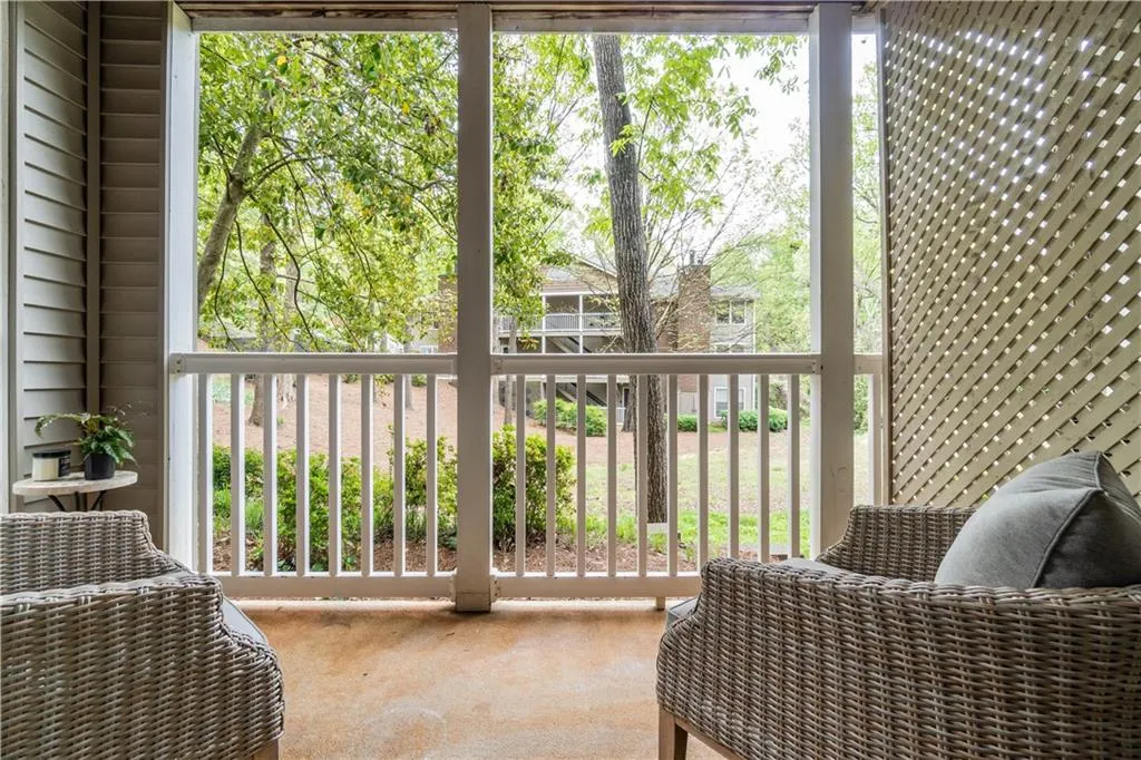 Outdoor patio overlooking green space