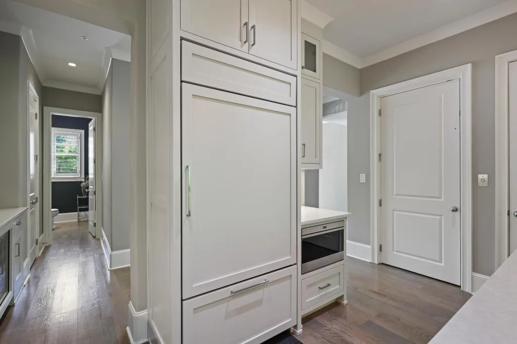 Mudroom featuring crown molding, dark wood finished floors, and recessed lighting