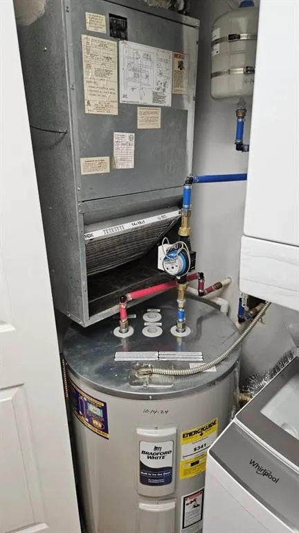 Utilities featuring water heater and heating unit