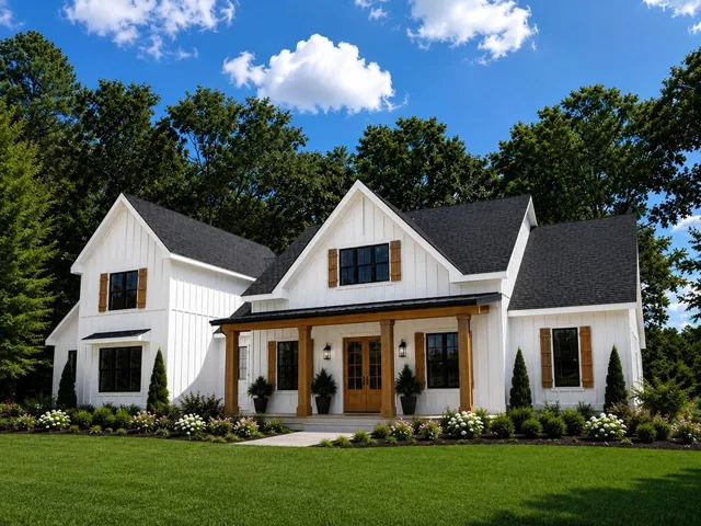 Rendering of completed home w/landscaping.
