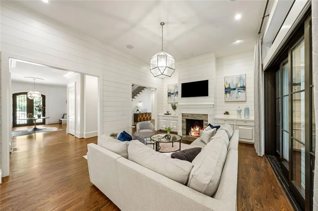 Seamless flow into the fireside living room