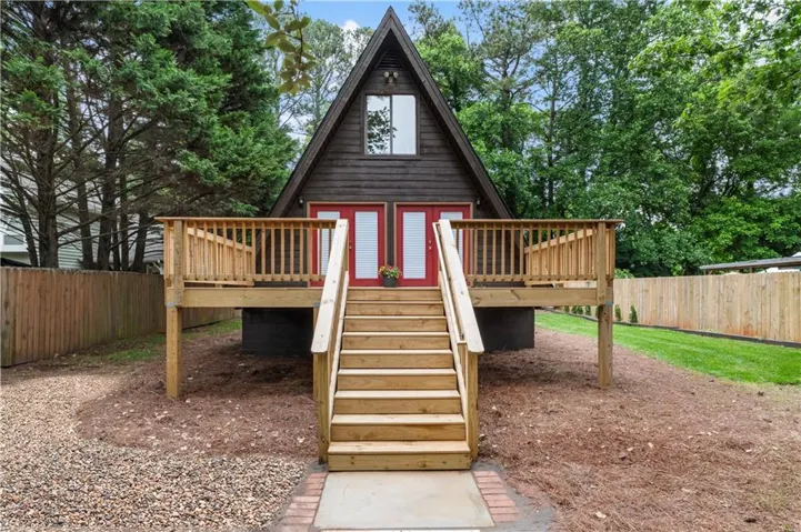 Welcome Home to your charming A frame nestled in a quiet community walking distance to the lake.