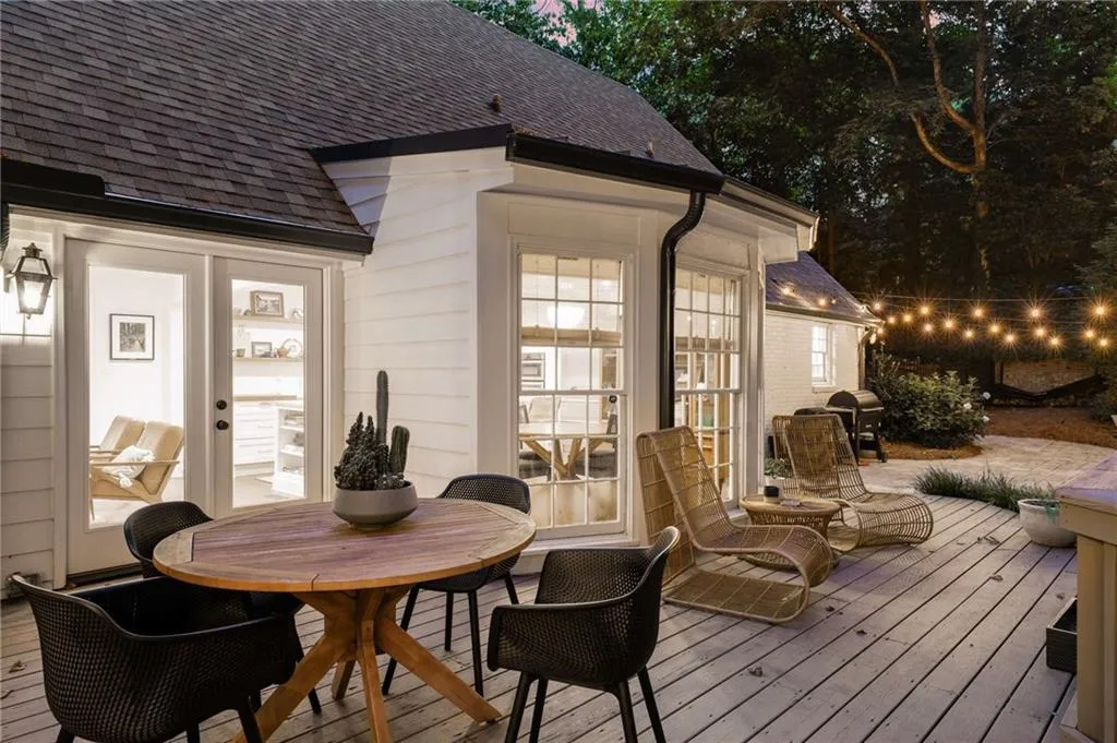 Wooden deck with outdoor dining area