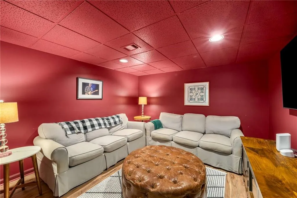Living room with wood finished floors