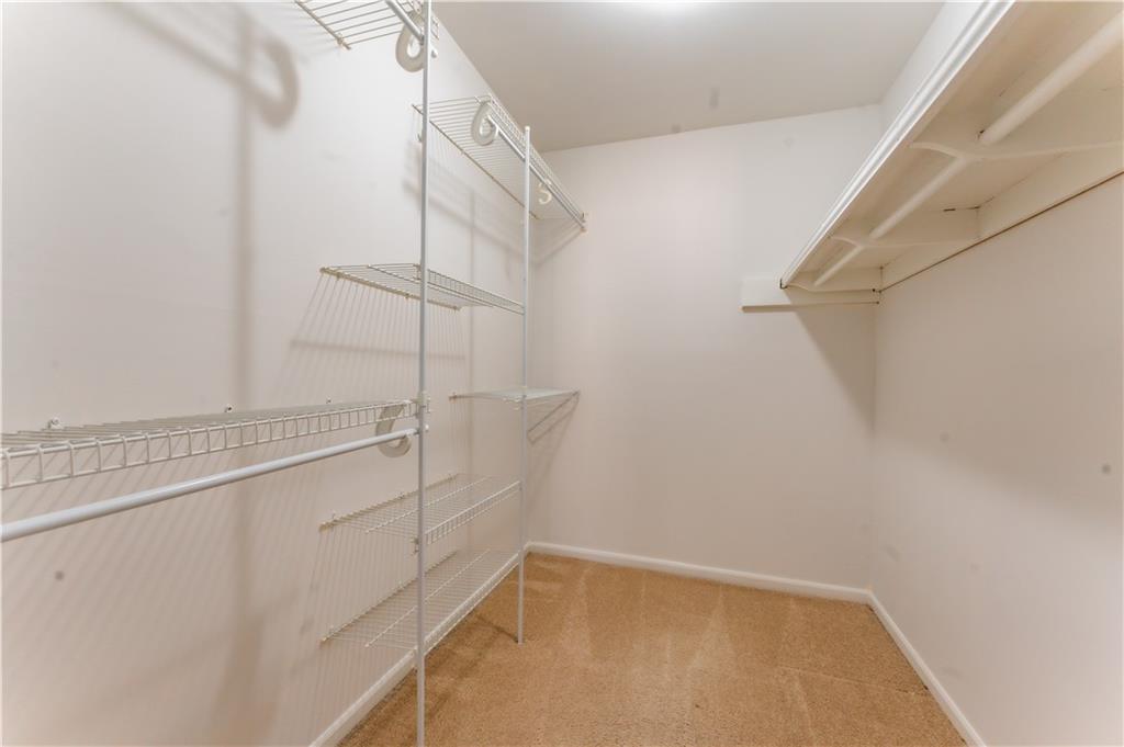 Spacious closet with light carpet