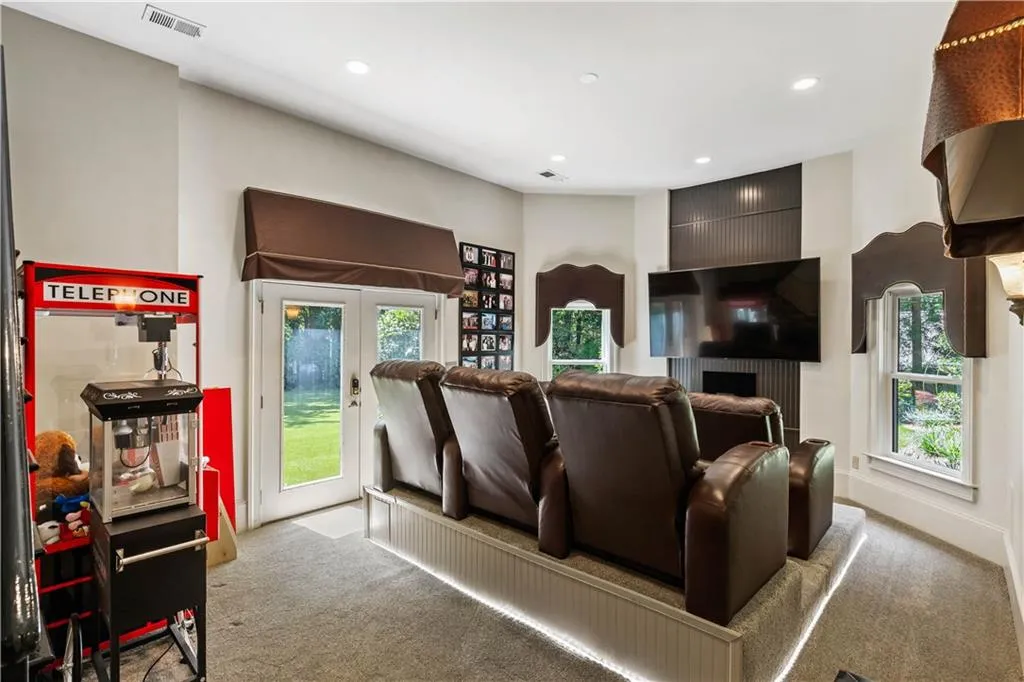View of carpeted home theater