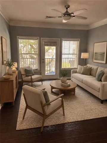 Living room, virtually staged