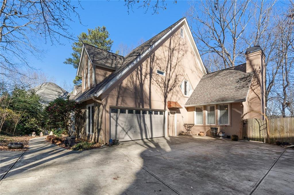 View of home's exterior featuring a garage