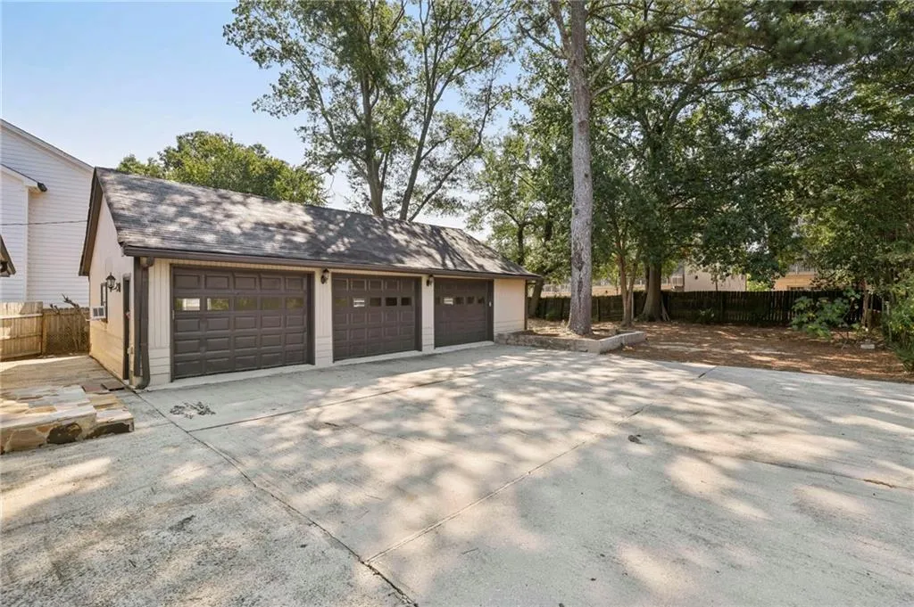 View of detached garage
