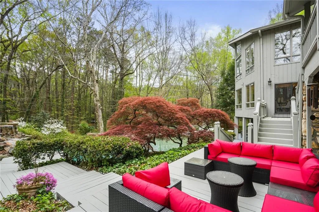 Wooden deck with outdoor lounge area