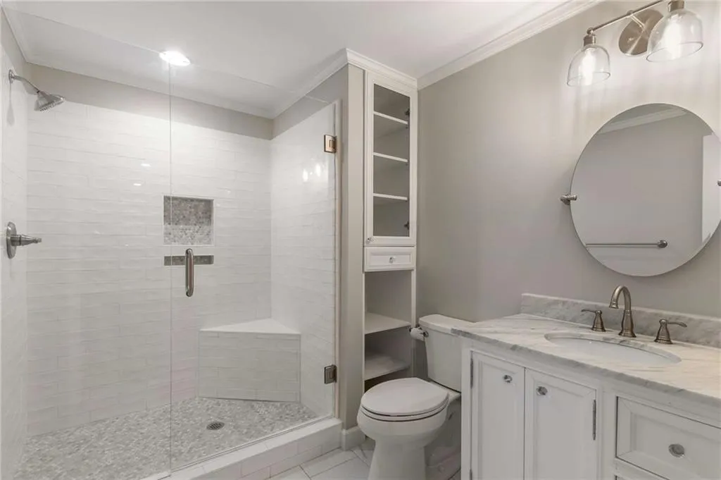 Terrace level has a recently renovated, spacious, full bathroom.