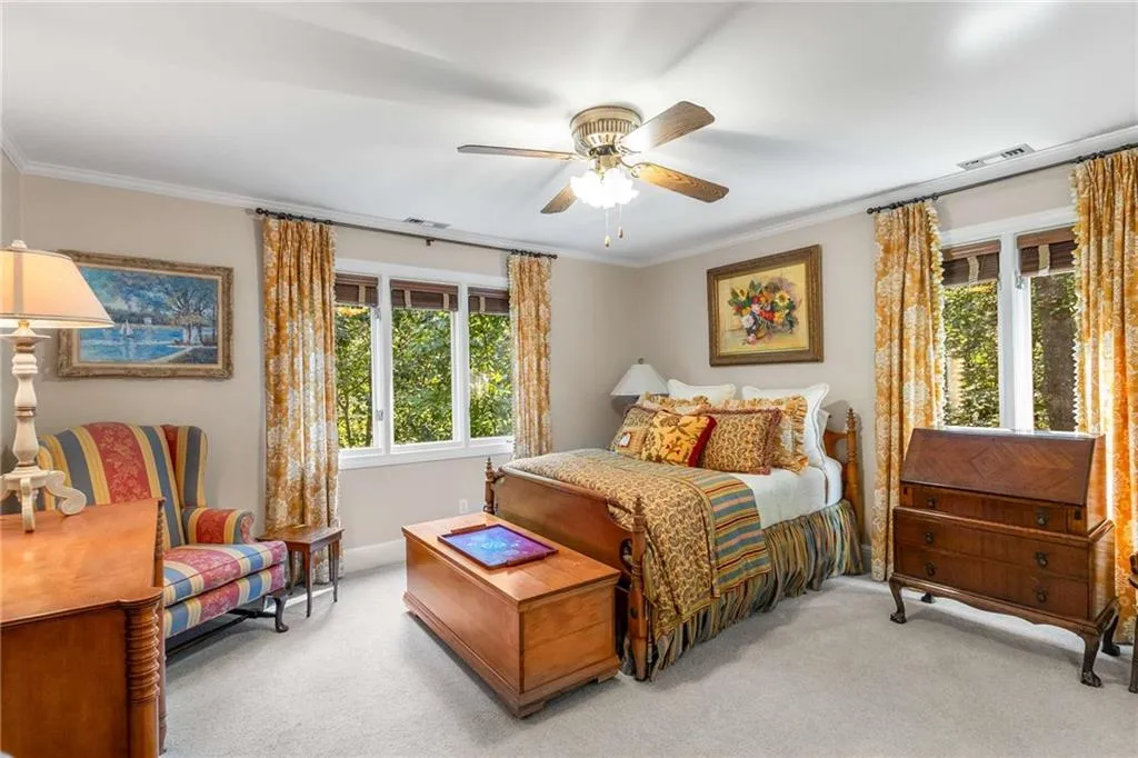 Upstairs guest bedroom with natural light.