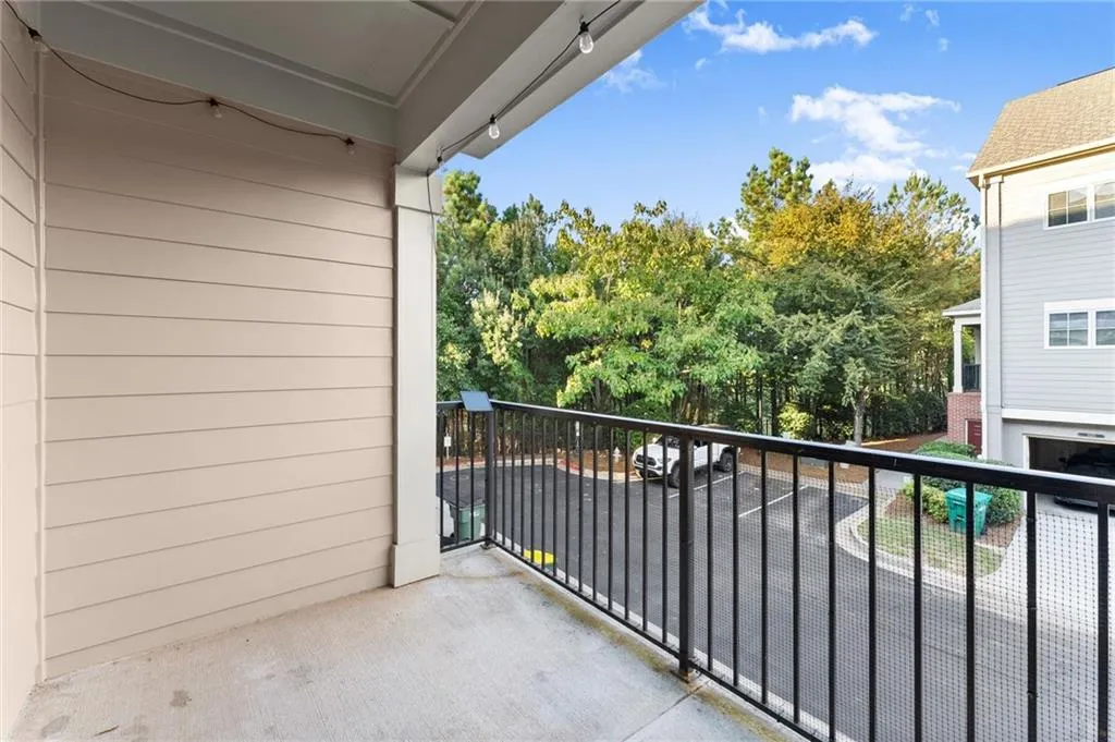 Balcony with view of scattered trees