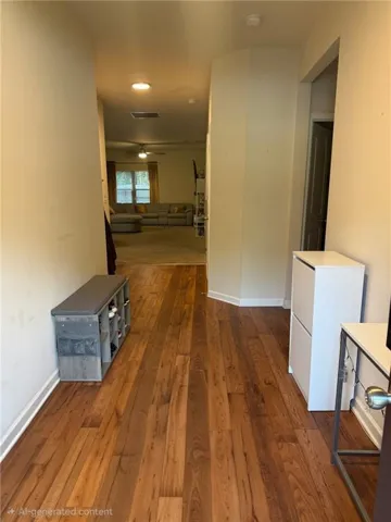 Wood-finish flooring throughout the entryway