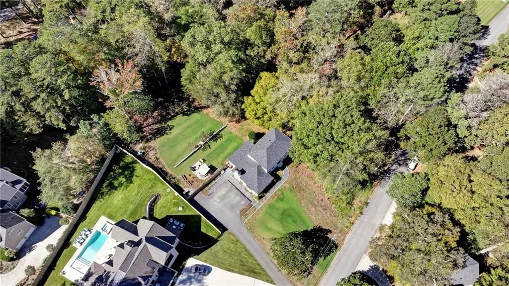 Aerial view of a pool area