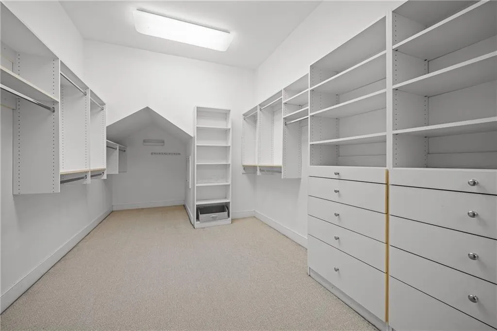Walk in closet with light carpet