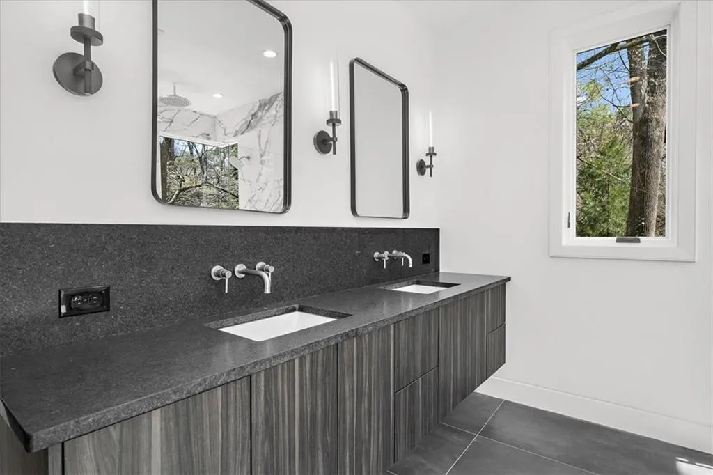 Master ensuite bathroom with shower, soaking tub and walk-in closet