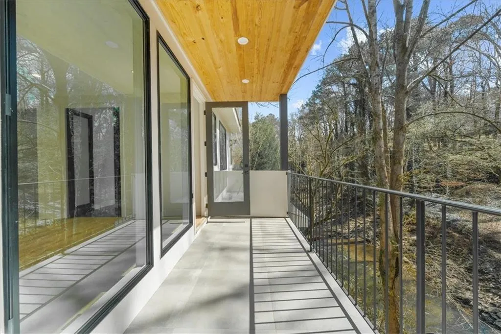 Wraparound terrace with view of Peachtree Creek
