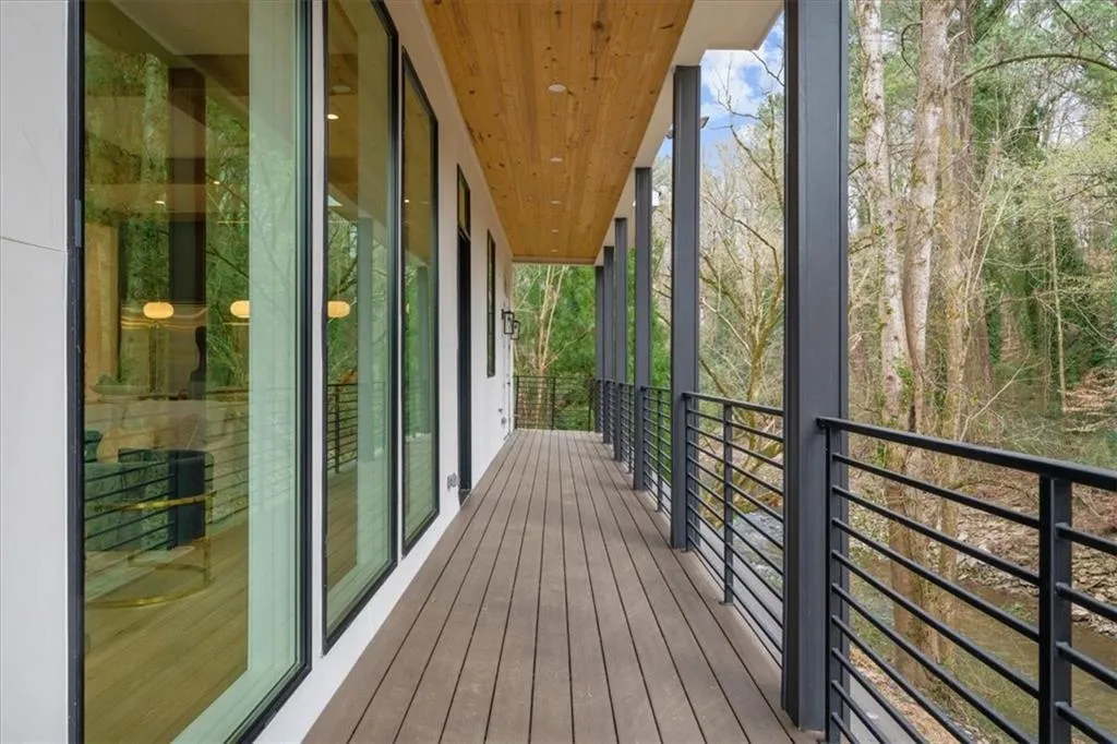 Wrap-around terrace with view of Peachtree Creek
