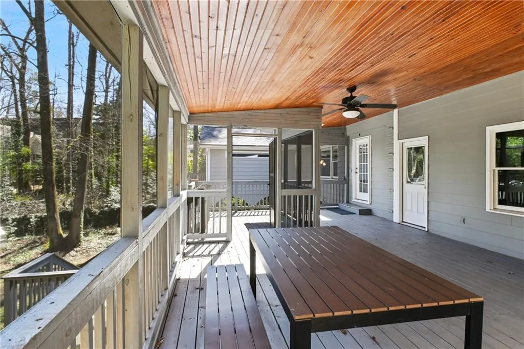 Deck with a ceiling fan